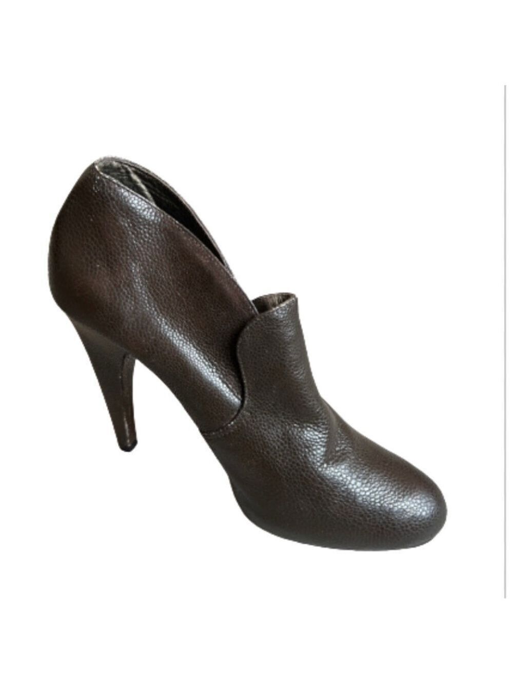 Rebecca Taylor brown pebbled leather ankle boots slip on size 8.5
